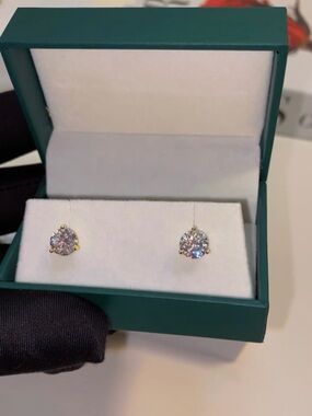 Moissanite Martini Stud Earrings | S925 Sterling Silver/Gold